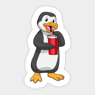 Penguin with Drinking cup with Straw Sticker